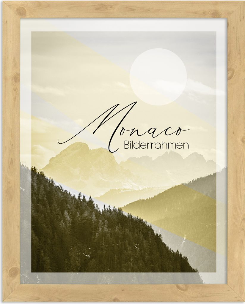 Bilderrahmen Monaco - 60x120 cm, Fichte Nachbildung, 1 mm Kunstglas klar