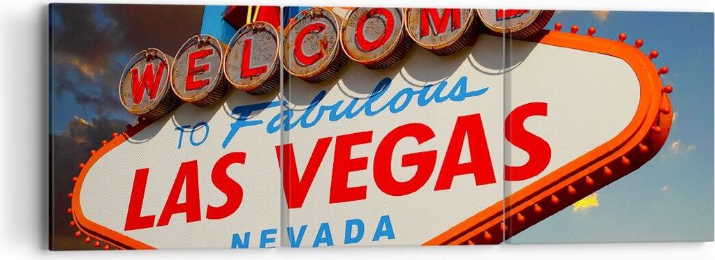 Bild auf Leinwand - Leinwandbild - Amerika bestimmungsort las vegas - 90x30cm - Wand Bild - Wanddeko - Leinwanddruck - Bilder - Kunstdruck - Wandde...