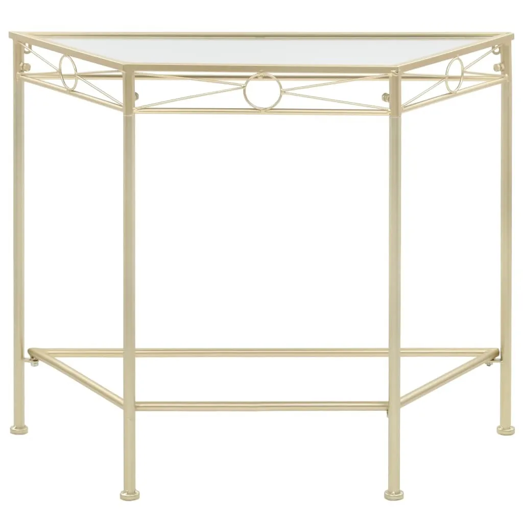 Table d'appoint dorée métal 87x34 cm structure stable vintage