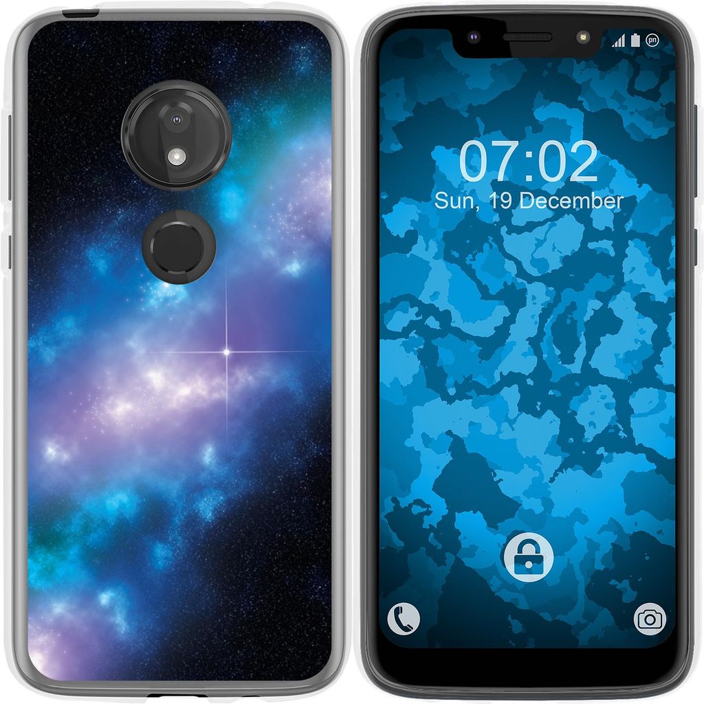 PhoneNatic Case kompatibel mit Motorola Moto G7 Play Silikon-Hülle Space Blue Belt M4