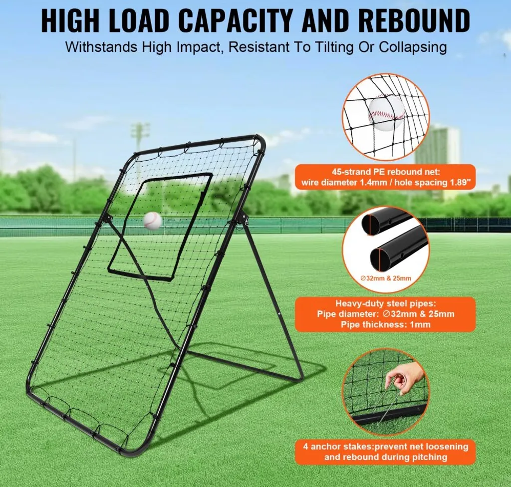Filet de rebond baseball softball 1,2x1,8m pitchback pour entraînement