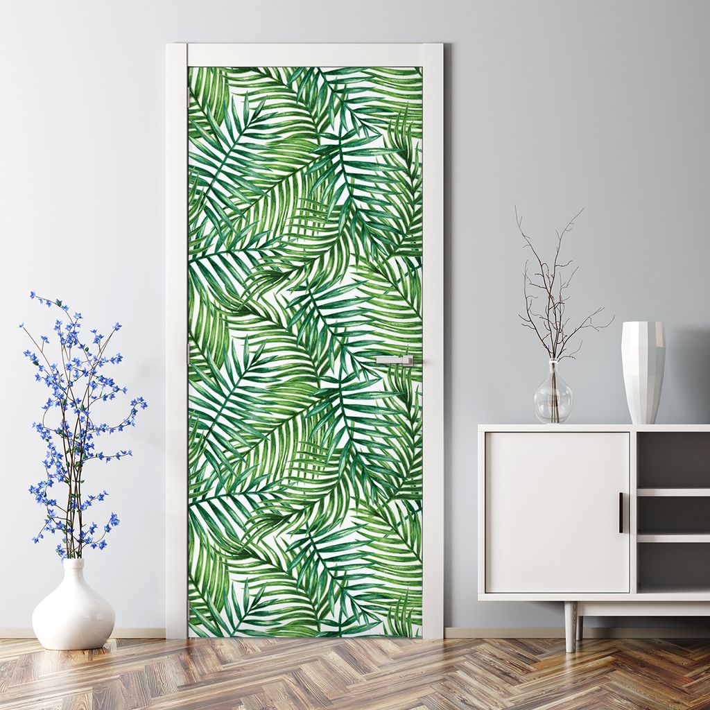 Dekorative Türposter selbstklebend Wandaufkleber Türaufkleber Tropische Palmblatt 85 x 200 cm