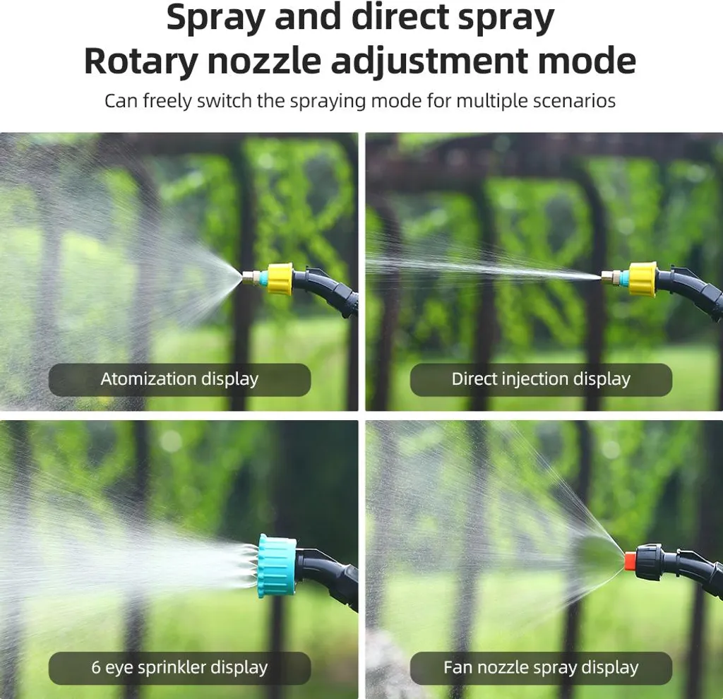 Pulvérisateur d'eau de jardin batterie 5L avec 2 buses et baguette