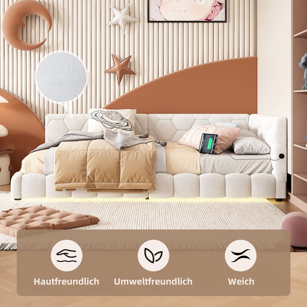 okwish Tagesbett Schlafsofa 90x200cm mit LED und Produktbild 4