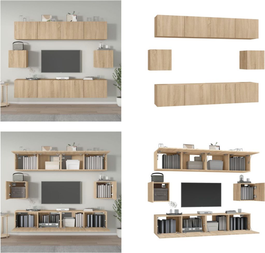 vidaXL 6 tlg. TV Schrank Set Sonoma Eiche Holzwerkstoff - TV-Schrank-Set - TV-Schrank-Sets - TV-Schrank - TV-Ständer