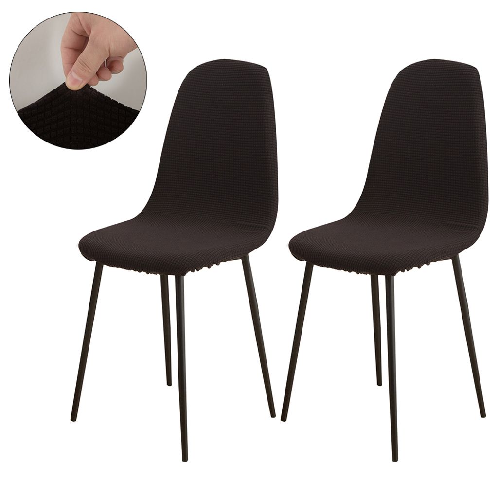 Stuhlhussen 2er Pack, Universal Stretch Waffelstoff Polsterstuhl Hussen Esszimmer Stuhlbezug für Hochzeit Bankette Hotel, Schwarz