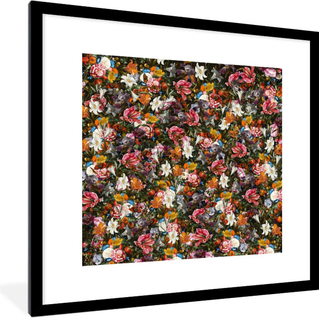 MuchoWow® Gerahmtes Poster Blumen - Schmetterling - Design Produktbild 
