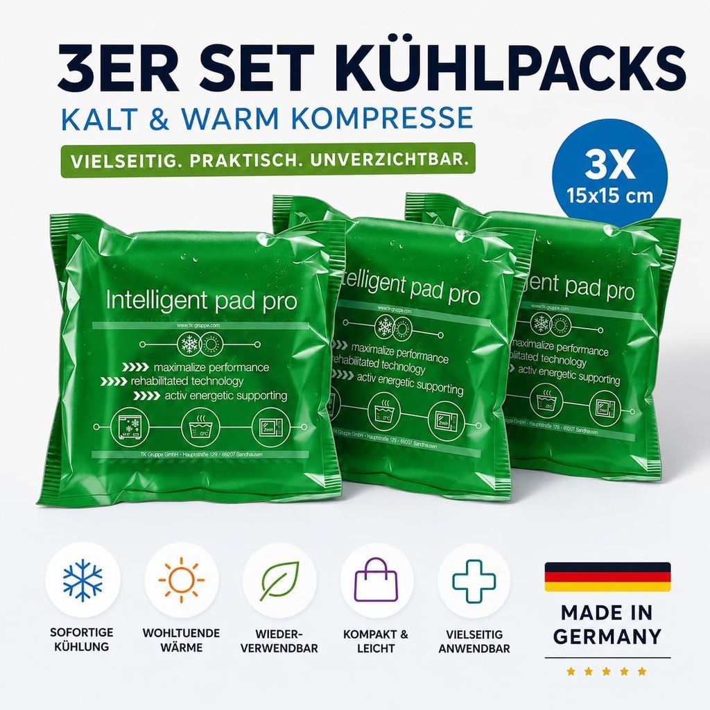 3er Set Kühlpacks Kühlpads - GERMANY - 15x15 cm