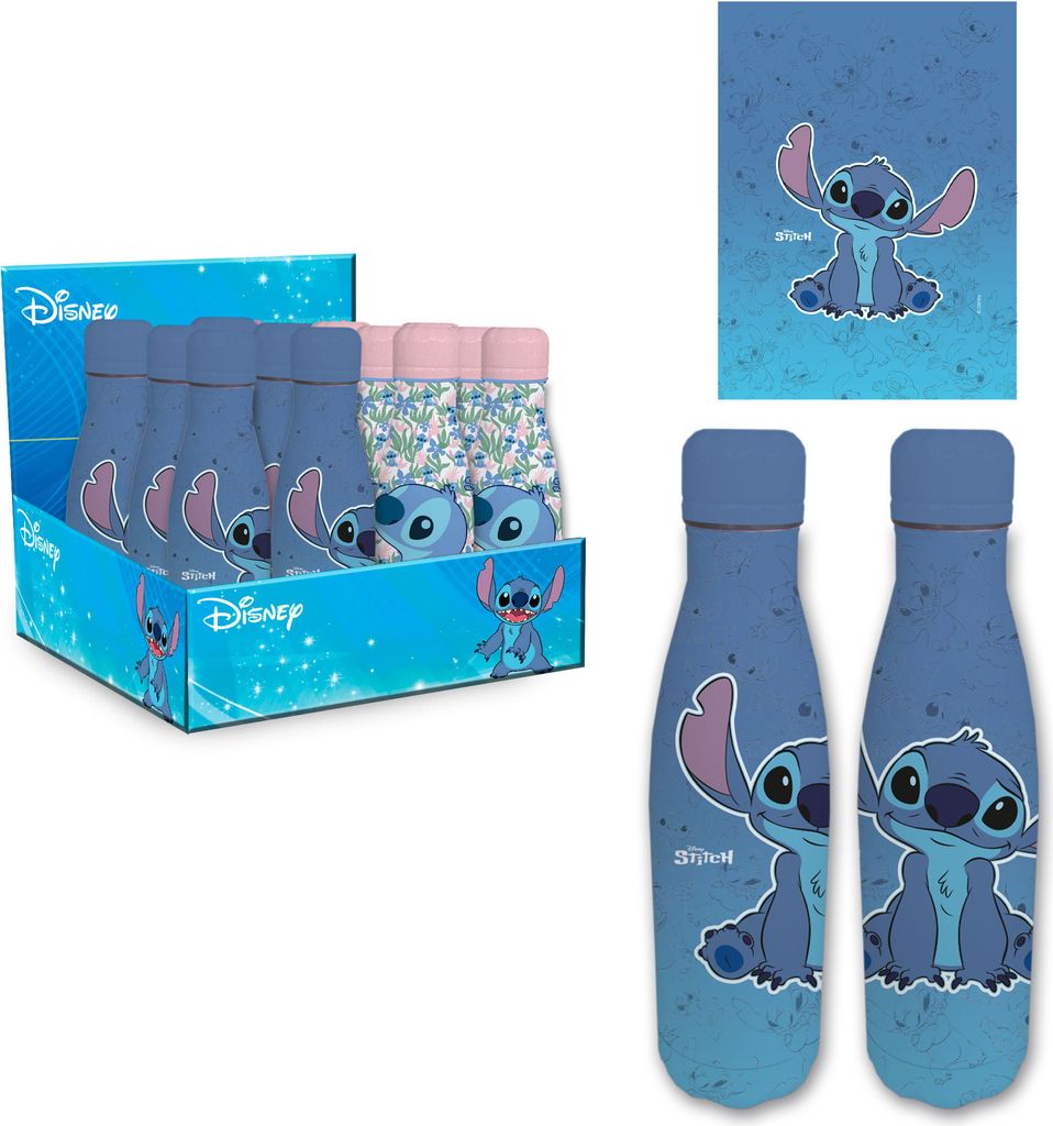 Stitch Water Bottle Blau I Stitch Wasserflasche | Trinkflasche 500ml