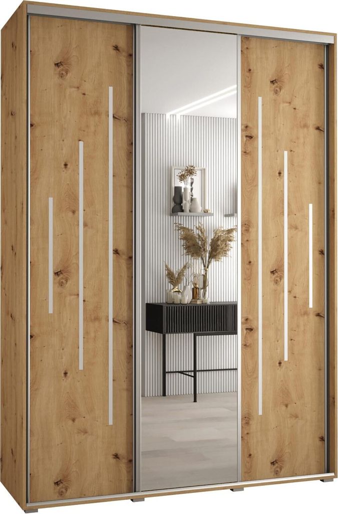 MEBLE KRYSPOL Davos 13 Schrank, drei Türen - 235,2x170x60 cm - Artisan Artisan Silber
