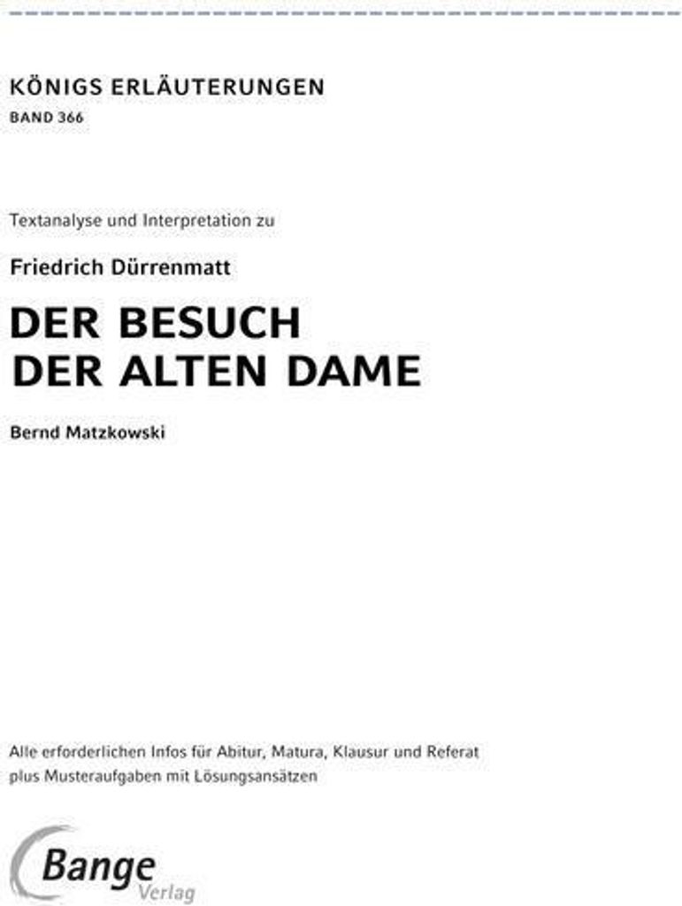 Der Besuch der alten Dame - Textanalyse und Interpretation