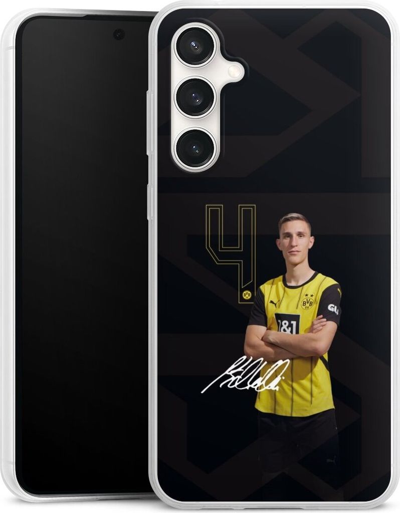 DeinDesign Slim Hülle für Samsung Galaxy S23 FE Silikon Case Ultra Dünn Handyhülle Borussia Dortmund Offizielles Lizenzprodukt Nico Schlotterbeck