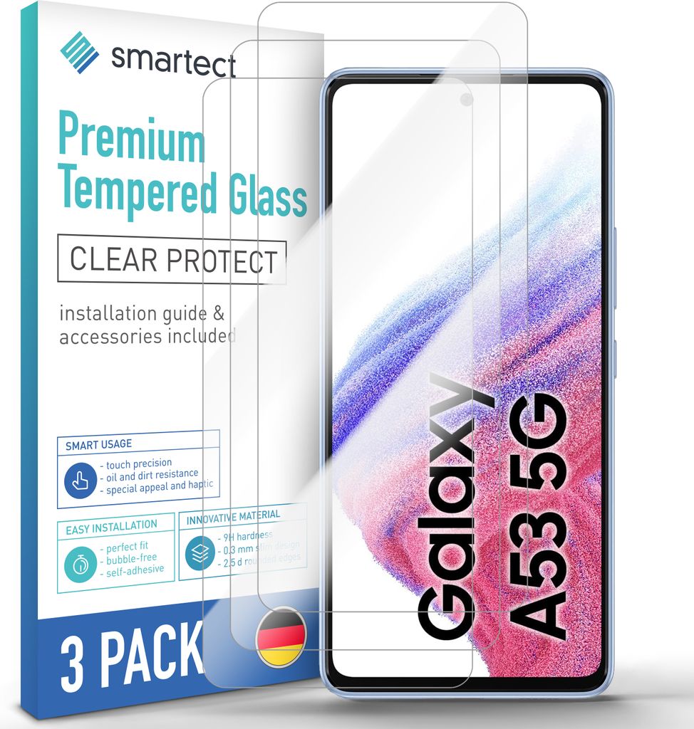 3x Schutzglas Panzerfolie Klar für Samsung Galaxy A53 5G Produktbild 