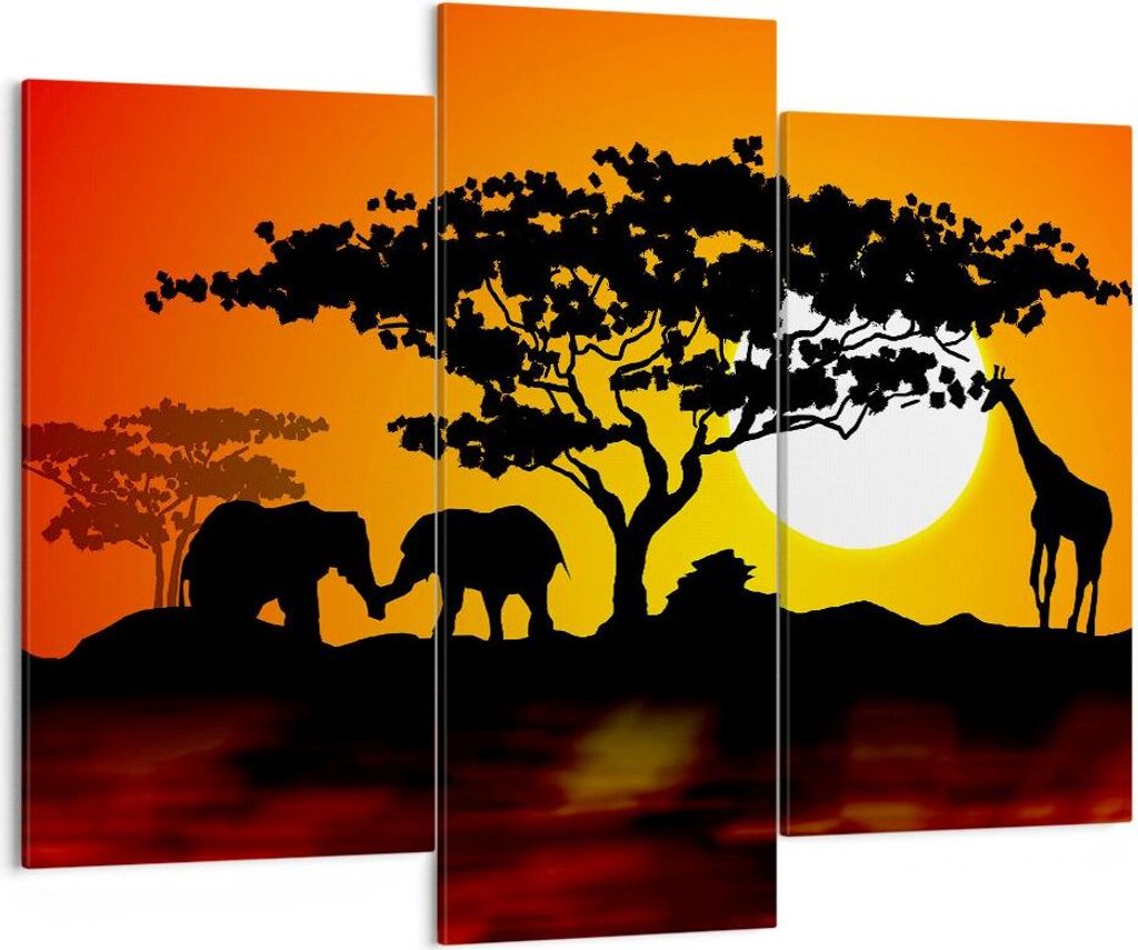 Bild auf Leinwand - Leinwandbild - Tiere Safari Savanne Giraffe - 130x100cm - Wand Bild - Wanddeko - Leinwanddruck - Bilder - Kunstdruck - Wanddeko...