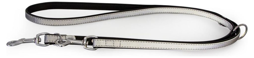 Das Lederband Führleine Oslo Silver reflective/Black, Maße: 200 cm / 18 mm