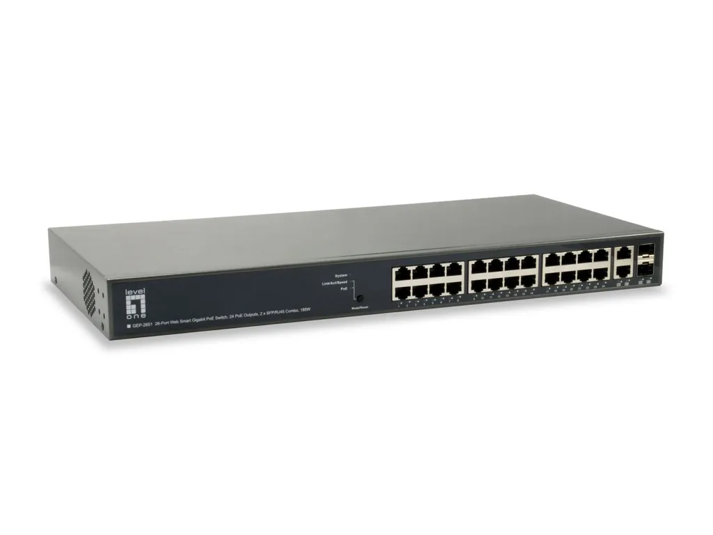 Commutateur PoE+ Gigabit LevelOne GEP-2651 26 Ports pour Réseau Pro