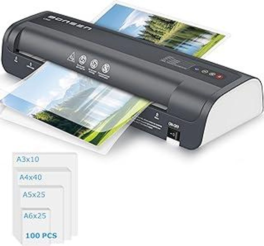 BONSEN Laminiergerät A3 mit Never Jam Technologie, 100 Laminierfolien inkl, Präzise NTC-Temperaturkontrolle, Schnelllaminierung für Zuhause, Sch...
