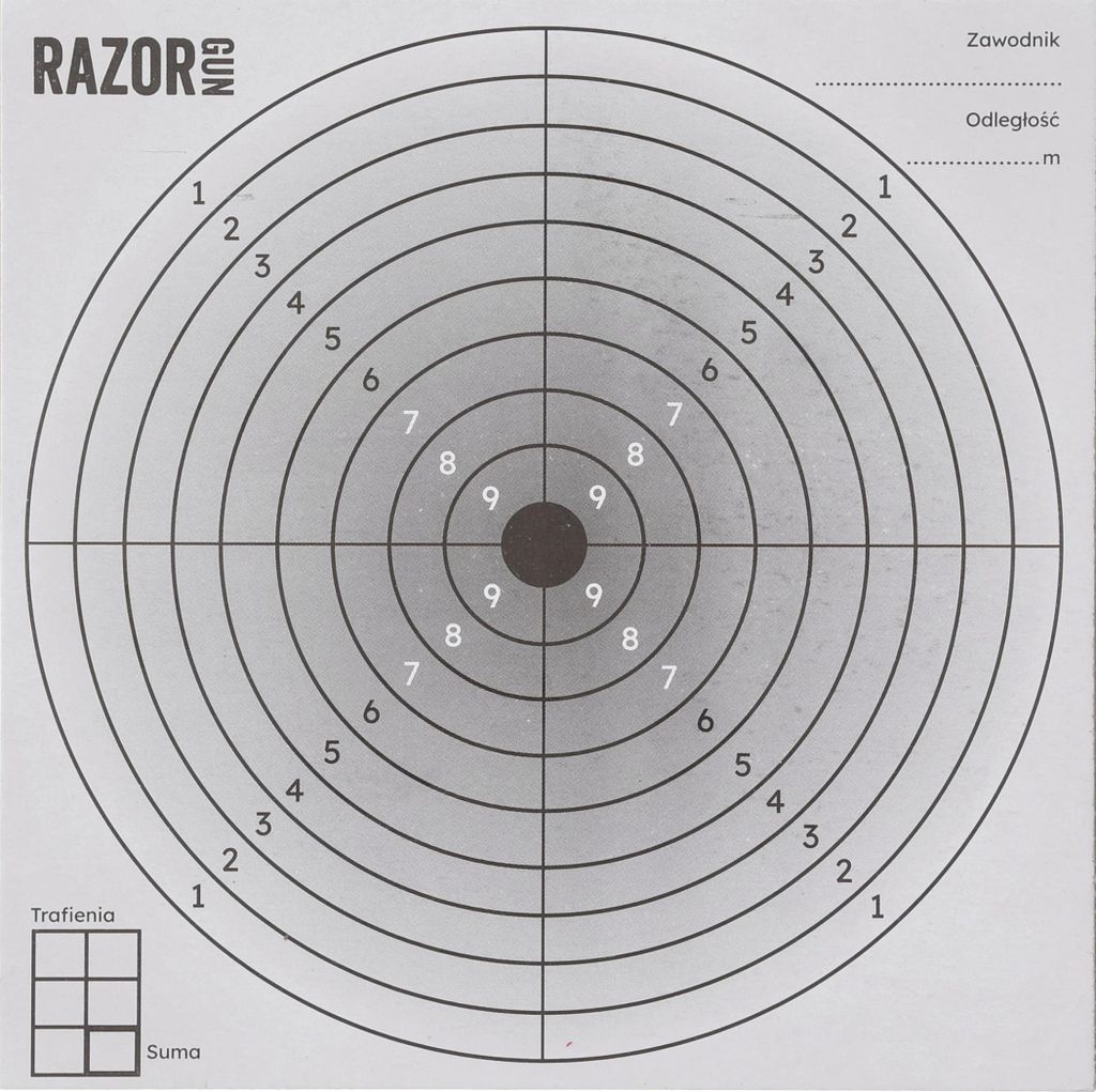 Komplet 100 x tarcza strzelecka RGun 14x14 czarny środek Zdjęcie produktu 