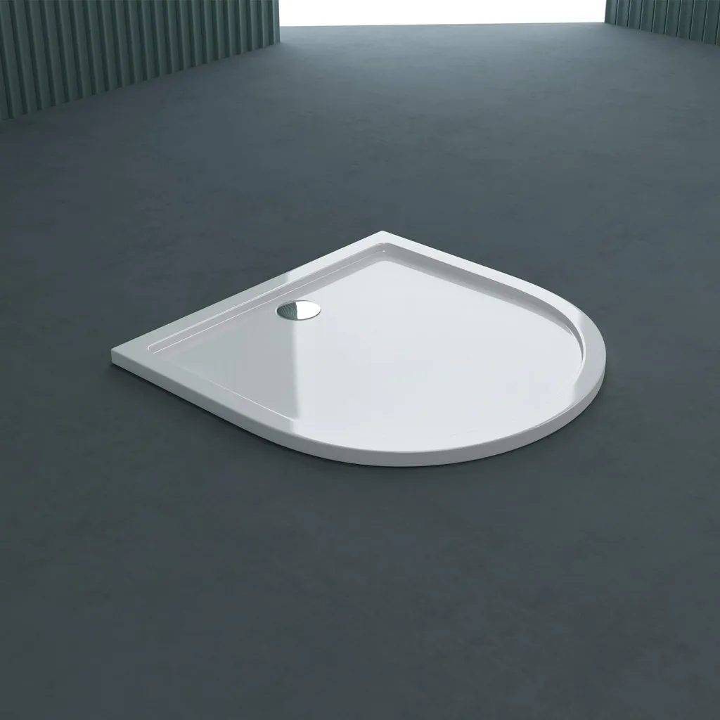 Piatto Doccia Semicircolare 90x90x4 doporro Faro4W Acrilico con Piletta