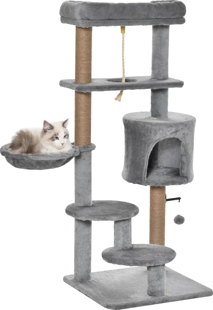 Arbre à chat anti-stress pour protéger vos meubles, gris et sisal 120cm