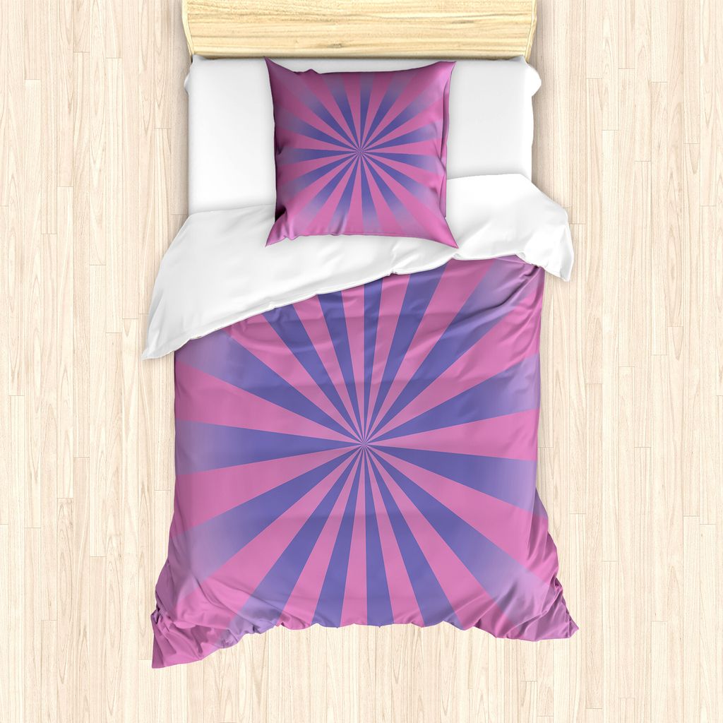 ABAKUHAUS Abstrakt Bettbezug Set für Einzelbetten, Funky Traumhafte Sunbeams, Milbensicher Allergiker geeignet mit Kissenbezug, 135 cm x 200 cm - ...