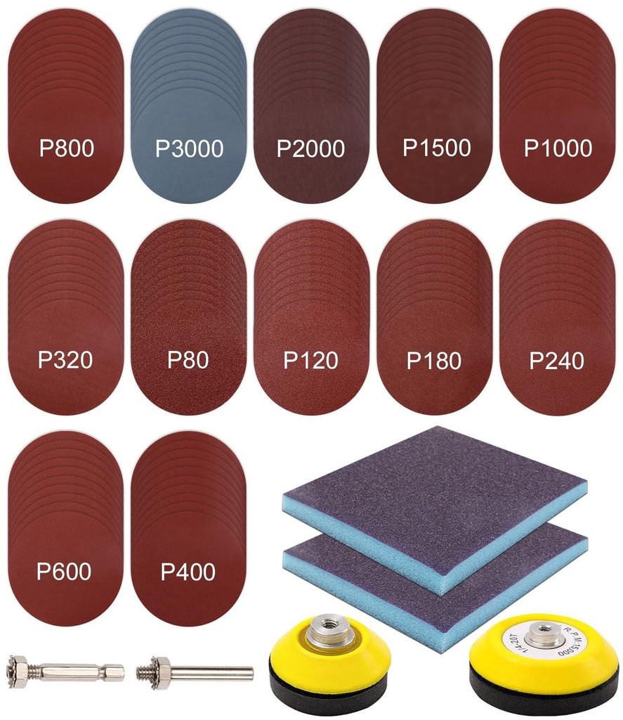 128-teiliges Schleifblatt Set 75mm mit Klett, Körnung Produktbild 