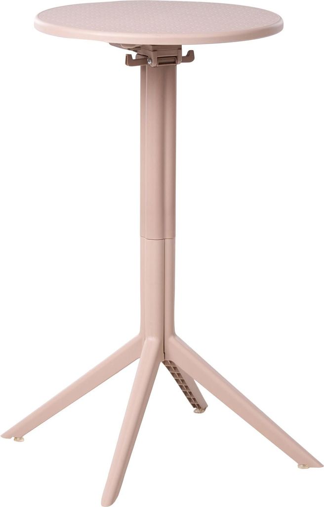 BELIANI Garten Bartisch Beige Kunststoff 60 x 60 cm Rund Klappbar Indoor Outdoor Garten Bistrotisch Balkontisch Stehtisch