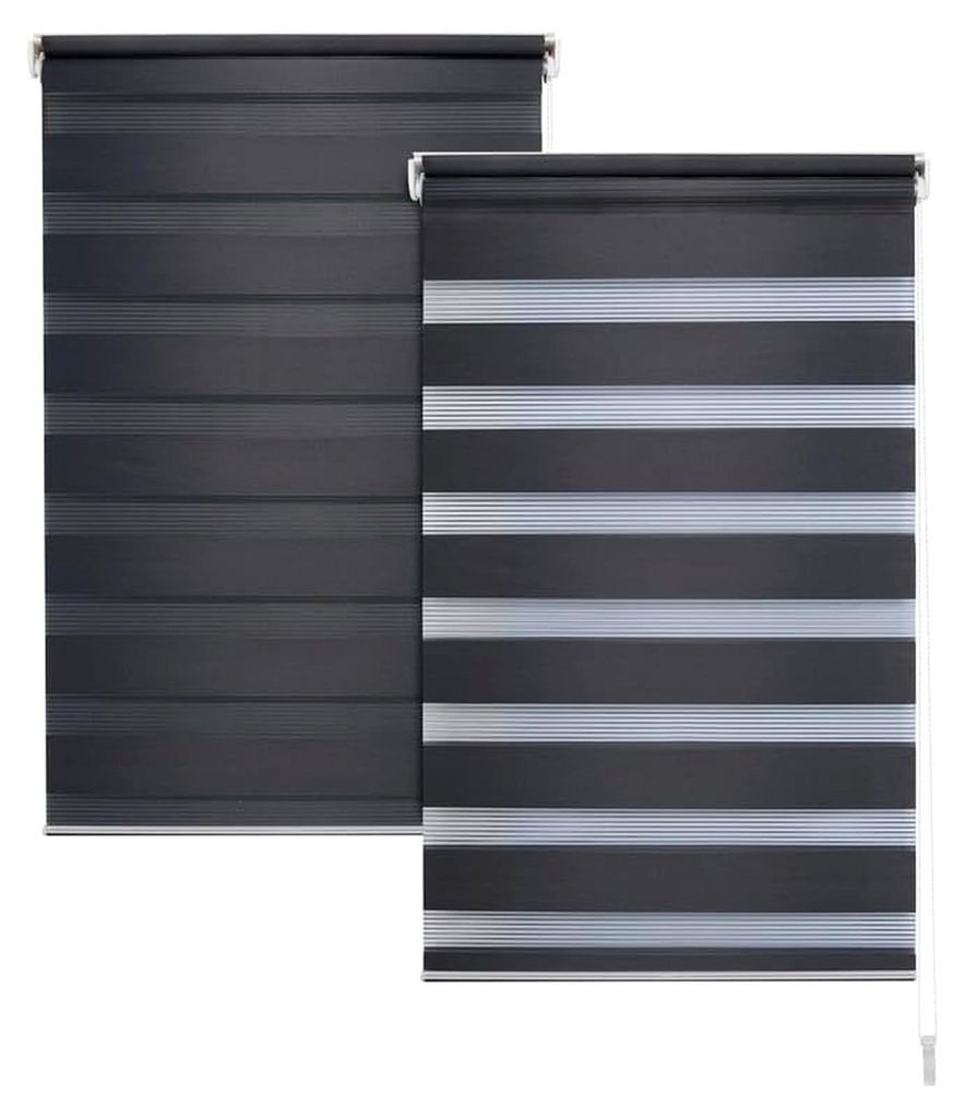 Doppelrollo Klemmfix ohne Bohren Seitenzug Fenster Rollo anthrazit B 85cm (81cm Stoffbreite x H 210 cm)