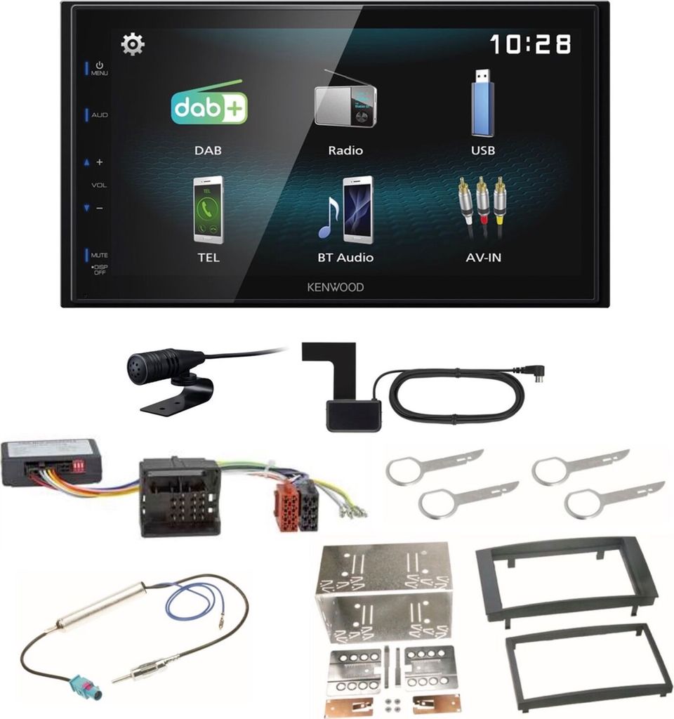 Kenwood DMX-125DAB Bluetooth Autoradio USB MP3 DAB+ Einbauset für Touareg 7L