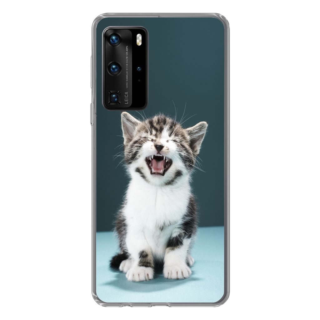 MuchoWow Handyhülle Schutzhülle Hülle für Huawei P40 Pro Katze - Kätzchen - Miau Silikon Softcase Handy Hülle - Schutz