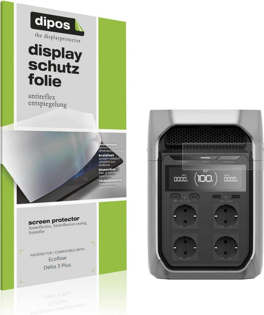 2x Schutzfolie für Ecoflow Delta 3 Plus matt Displayschutzfolie Folie Display Schutz dipos