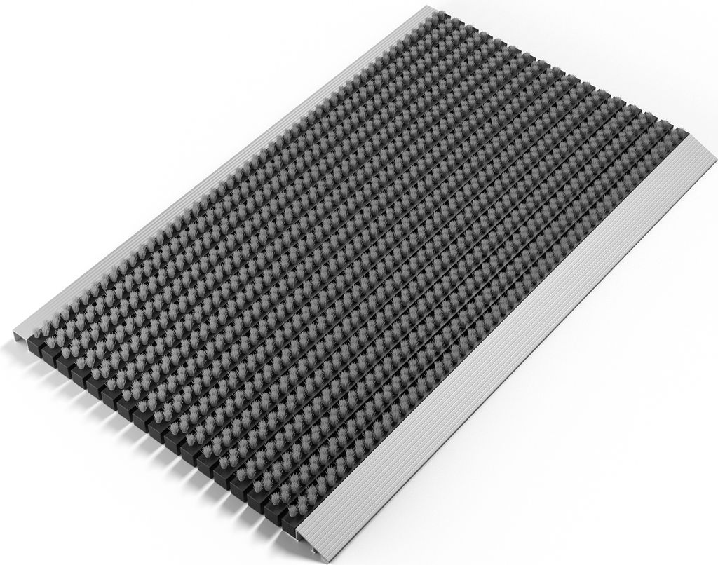 Fußmatte außen alu mit Bürsten grau, Schmutzfangmatte 55 x Produktbild 