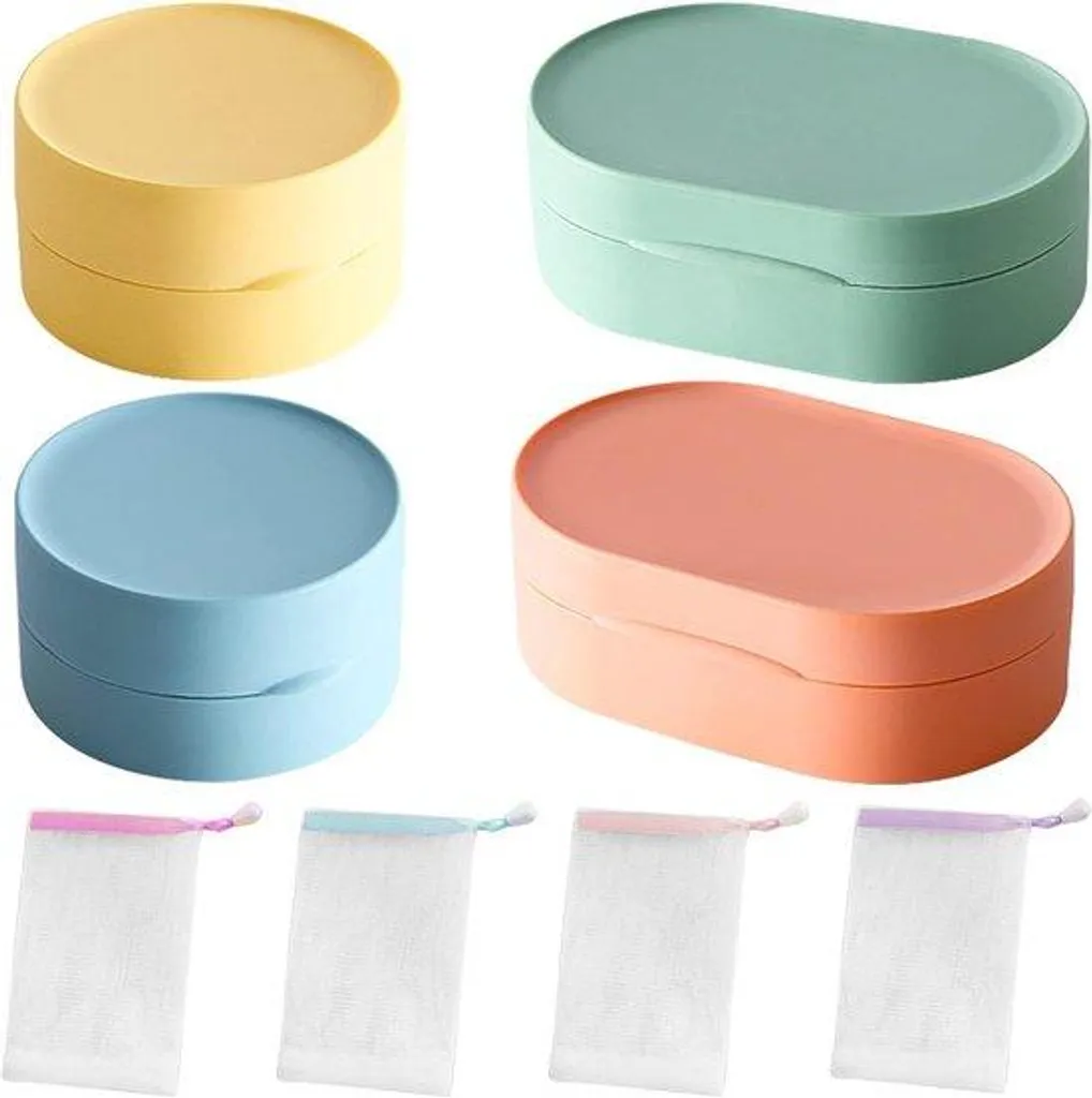 Porte-savon de voyage étanches - Lot de 4 boîtes hermétiques colorées