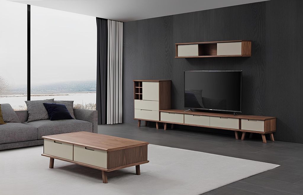 Wohnzimmer Komplett Set Kommode Sideboard RTV Schrank Wand Couchtisch Garnitur