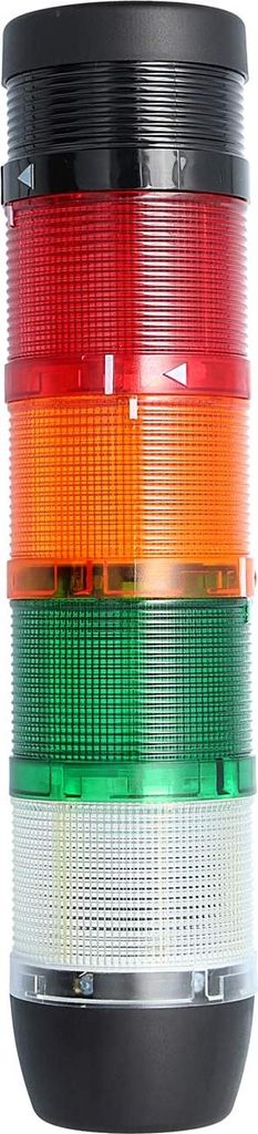 STEX24 Signalsäule weiß-grün-gelb-rot, 70mm, 24V AC/DC, LED-Blinklicht mit Summer, SS70-B4/24 110 Lautstärke 90 db - 1