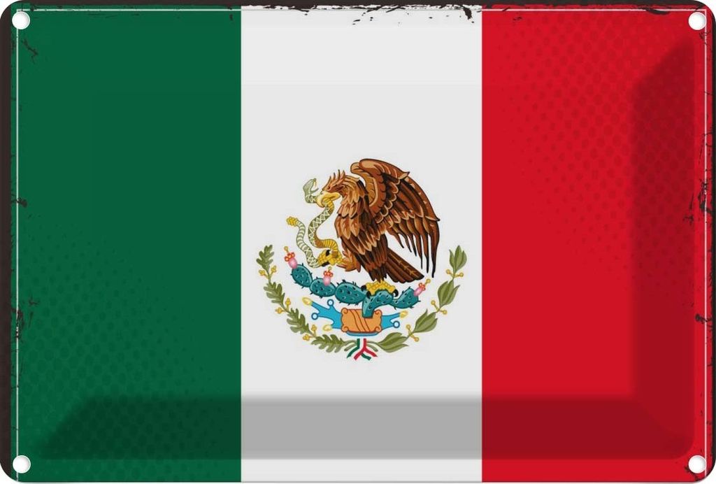 vianmo Blechschild 20x30 cm Mexikos Mexico Flagge Fahne Wappen
