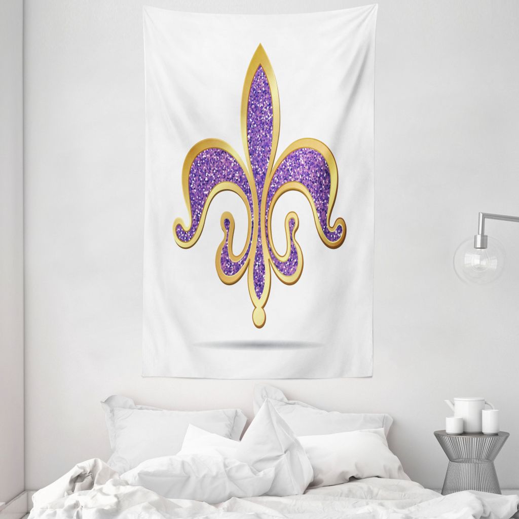 ABAKUHAUS Fleur De Lis Wandteppich und Tagesdecke, Mittelalterlich aus Weiches Mikrofaser Stoff Waschbar ohne Verblassen Digitaldruck, 140 x 230 cm...