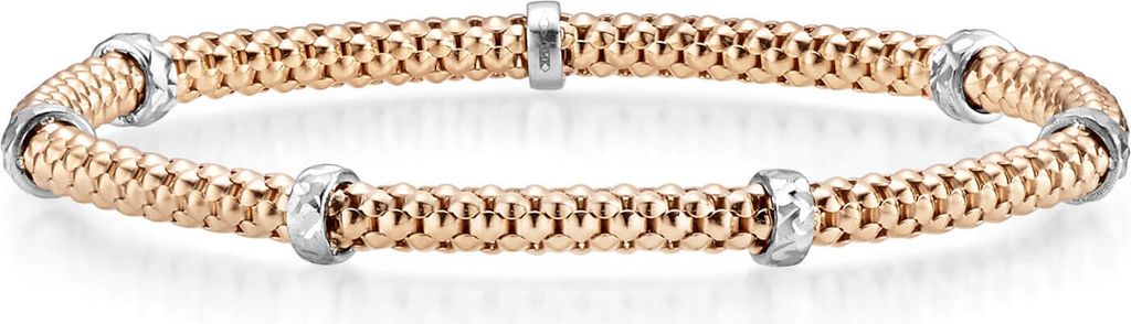 4mm Himbeer-Armband mit Rollo elastisch 585 Gold Weißgold Rotgold stretch