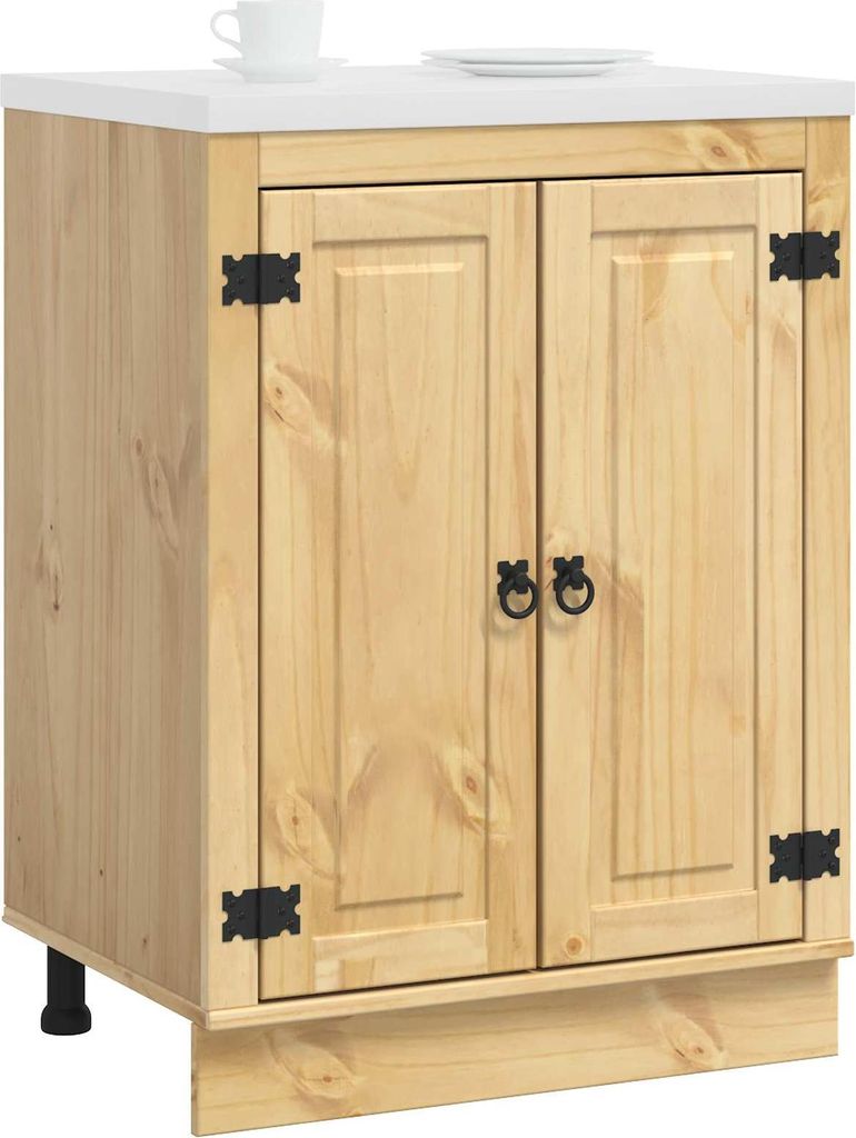 Cloris Designermöbel Schrank mit Regal Honig 60 x 46 x 81,5cm Massives Kiefernholz - 2026Neu666122 - Küchenschränke