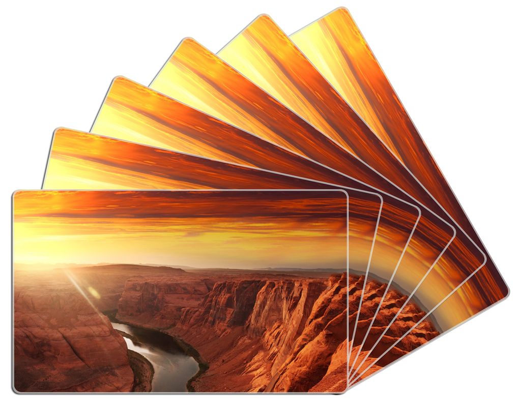 Wallario Frühstücksbrettchen 6er Set aus Glas, je 14 x 23 cm, mit rutschfesten Füßen, Motiv Grand Canyon bei Sonnenuntergang