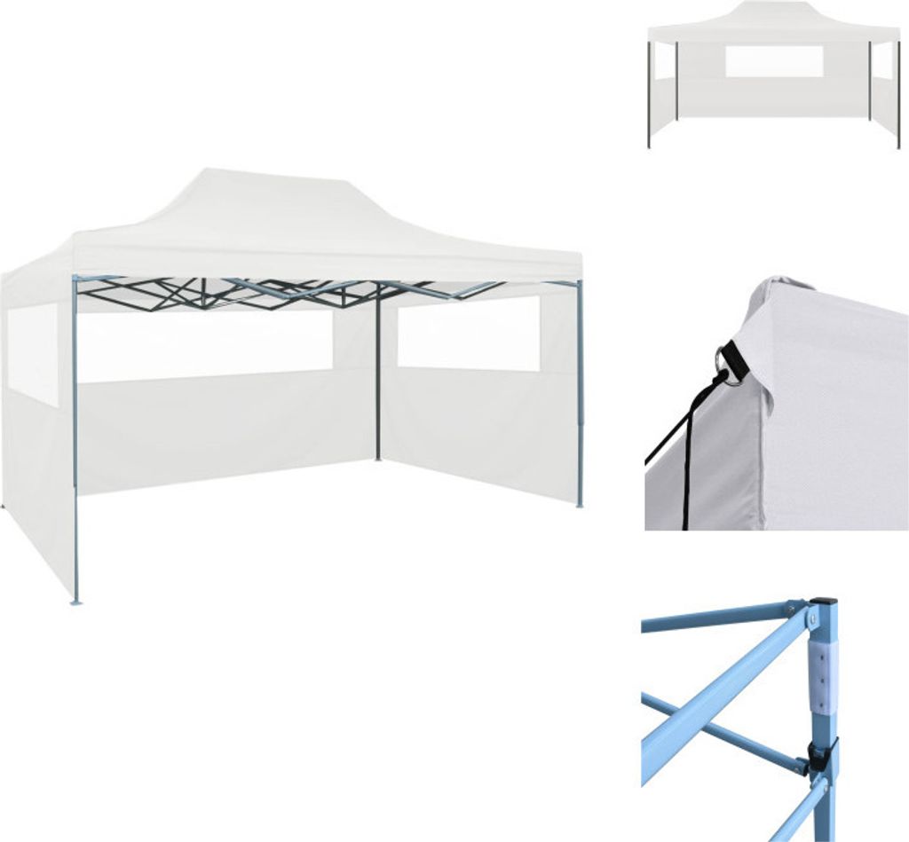 vidaXL Profi-Partyzelt Faltbar mit 3 Seitenwänden 3×4m Stahl Weiß - Pavillons & Partyzelte