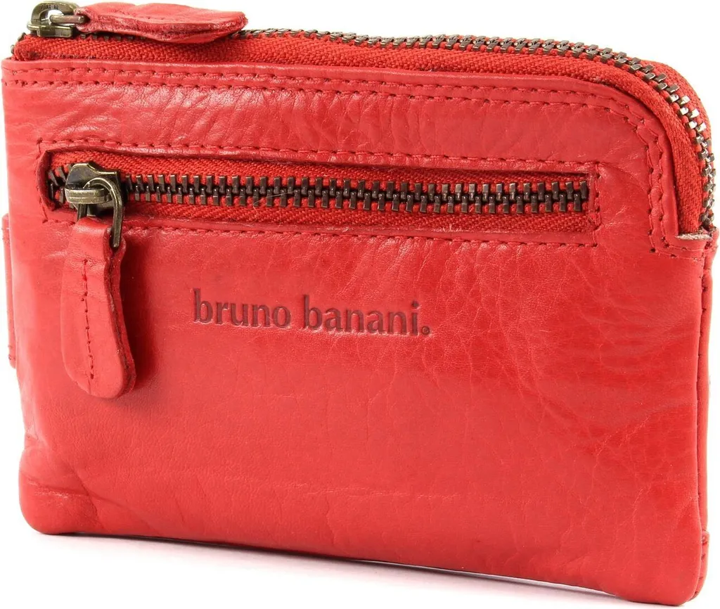 bruno banani Pelle portafoglio caso chiave Lavato Keyholder Red rosso