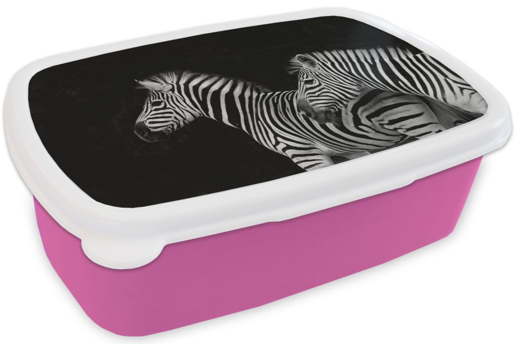 KitchenYeah Lunchbox Brotzeit Brotdose 17x11 cm Zebra - Weiß - Tiere - Schwarz Kinder Brotzeitdose - Lunchpaket - Brotkasten - Sandwich Box