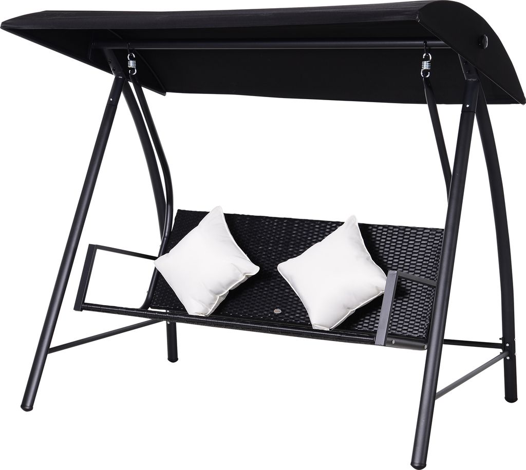 Outsunny Hollywoodschaukel Polyrattan Schaukel Schaukelbank Gartenbank 3-Sitzer