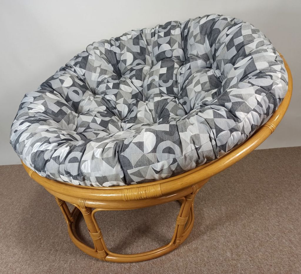 Rattan Papasansessel Papasan 110 cm cm Fb. Honig Polster Stoff California Dream IGGY Black