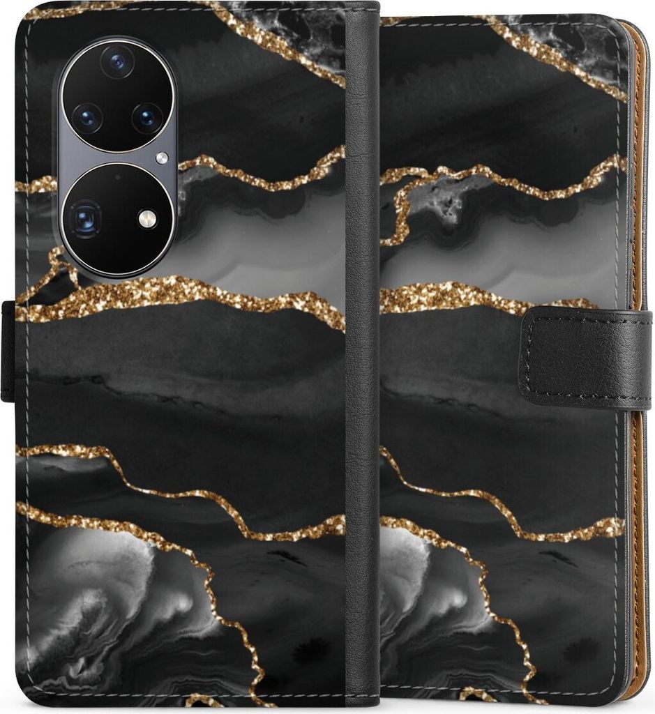 DeinDesign Klapphülle für Huawei P50 Pro Handytasche Lederhülle Tasche Glitzer Look Marmor Muster