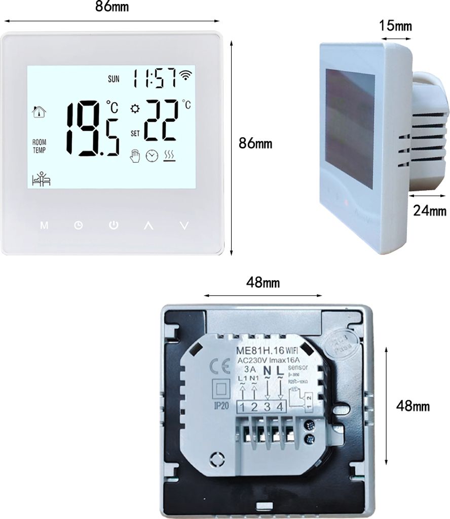8X digitální LCD Tuya WiFi pokojový termostat, Obrázek produktu 3