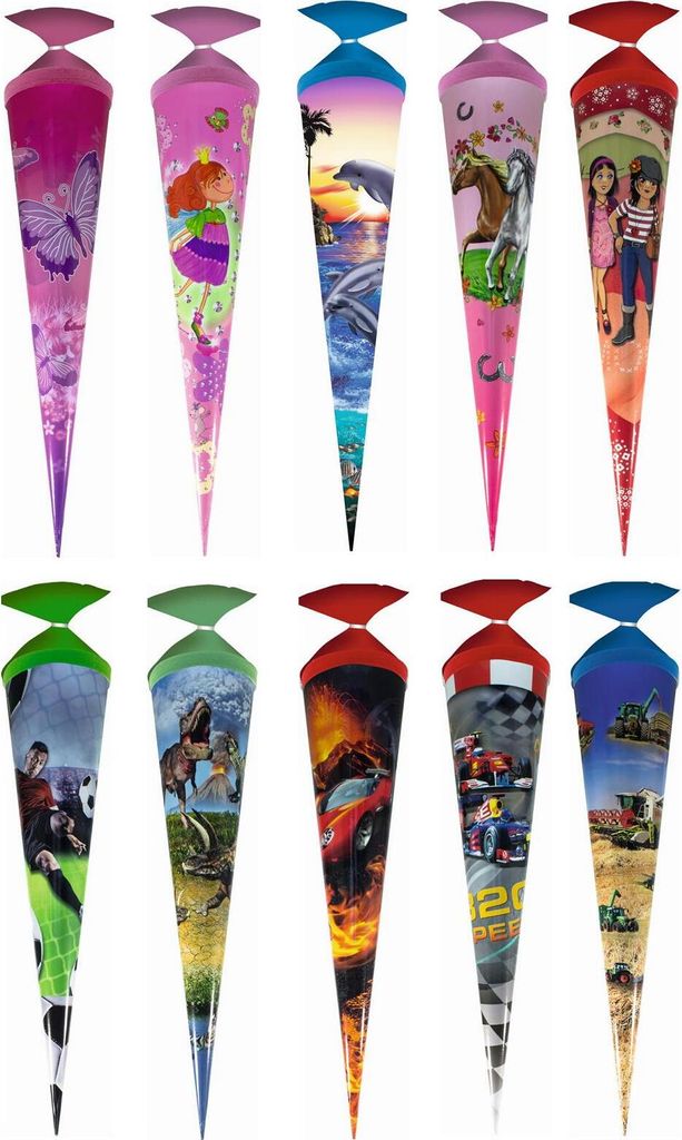 10x Deko Schultüte mit Motiv / Zuckertüte / Länge: 15cm / Produktbild 