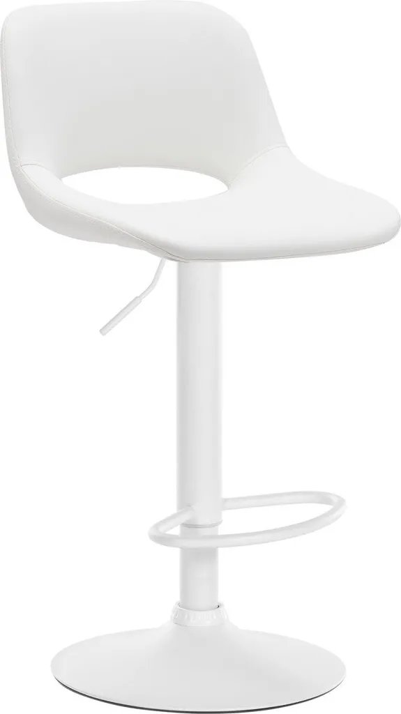 Bar in Pelle finta - Sgabello da bar - Seduta comoda, girevole a 360° e regolabile | Colore: Bianco | Materiale base: Metallo bianco opaco