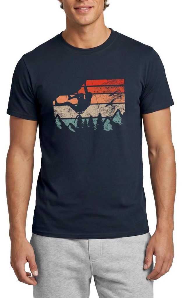 Spreadshirt Bouldern Klettern Berge Retro Vintage Kletter Shirt Männer T-Shirt, 4XL, Navy